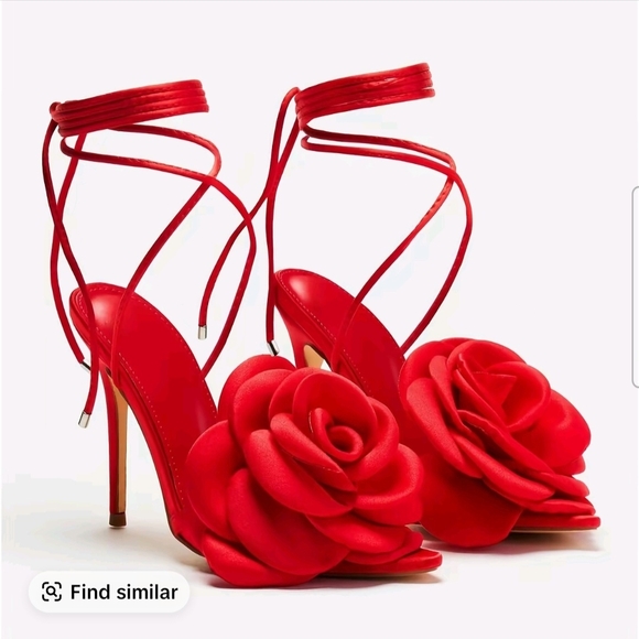 Elegant Red Floral Women's Heels - Picture 1 of 5